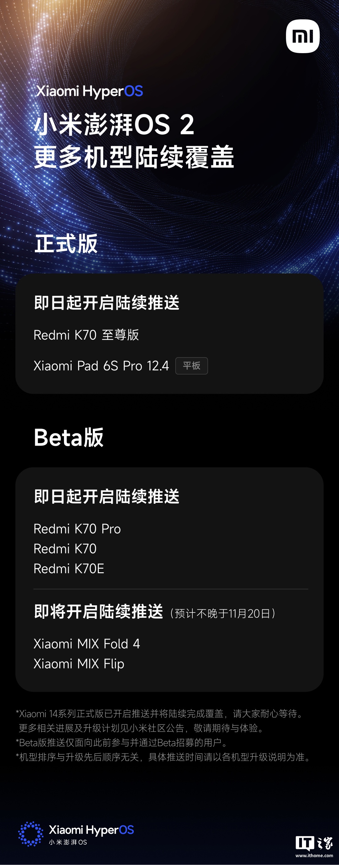 小米 13、Redmi K70 系列等机型开启澎湃 HyperOS 2 Beta 版内测招募